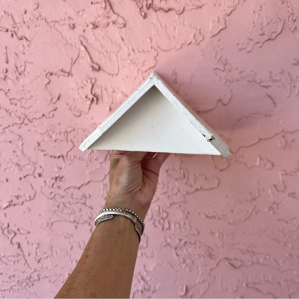 Small Handmade Wood Standing Shelf Painted Chippy